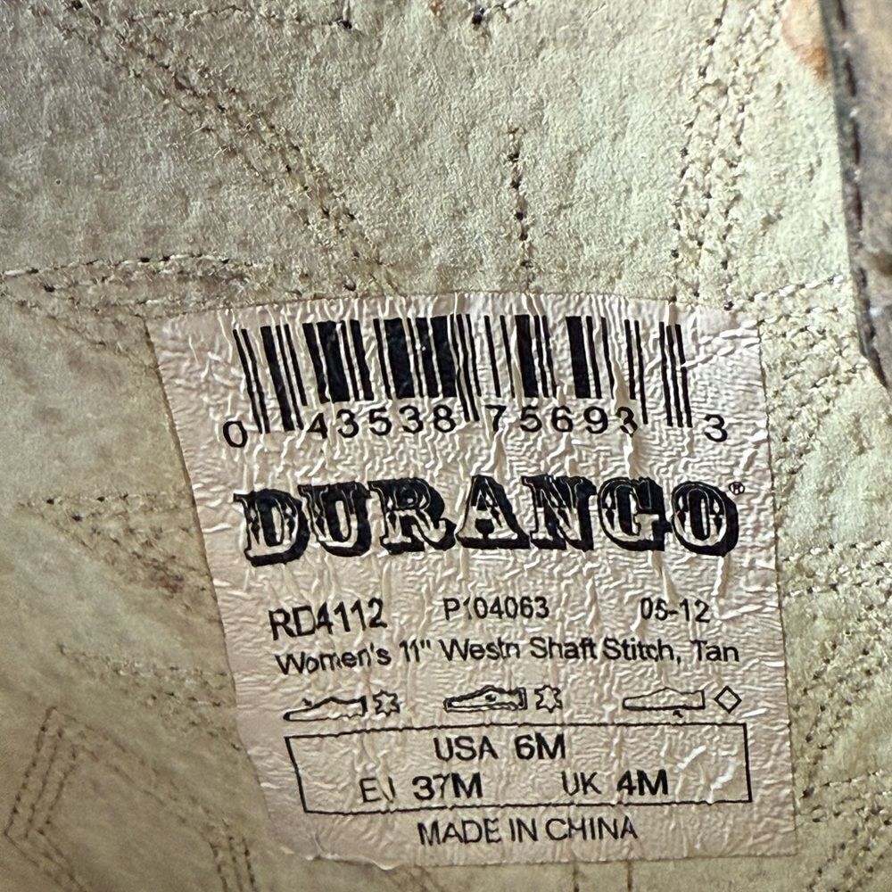 Womens Durango Tan Western Boot shoes size 6 - Picture 7 of 9
